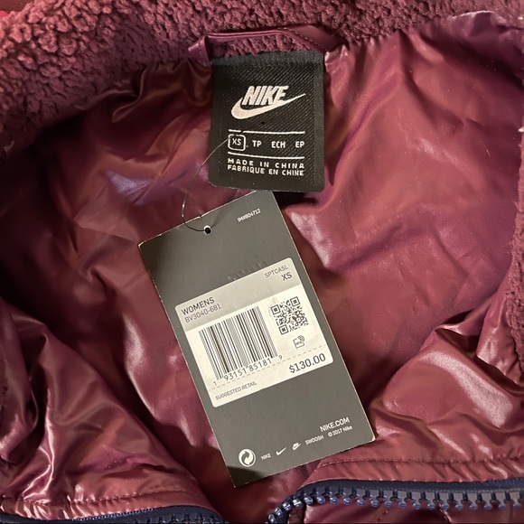 Nike Retro Fleece maroon zip up bomber jacket - Picture 5 of 6